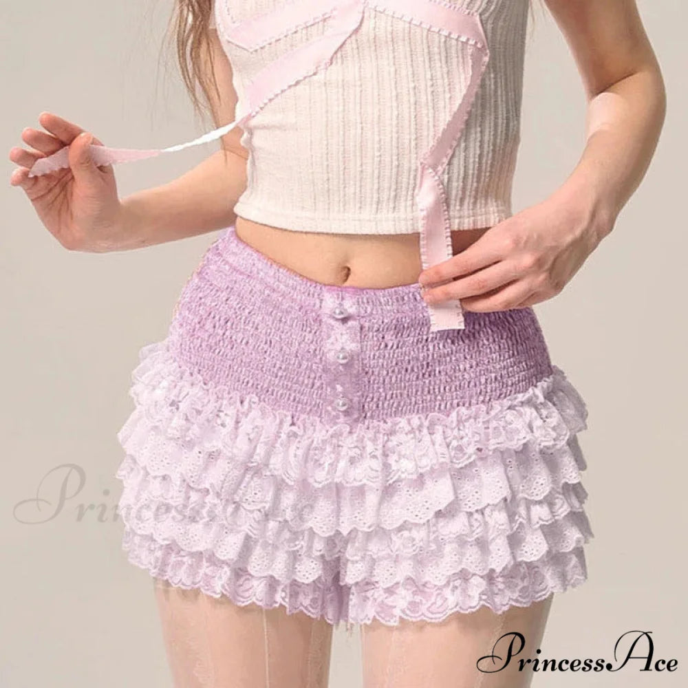 Layered Lace Cake Pettipants Skirt PURPLE / S skirts-250223