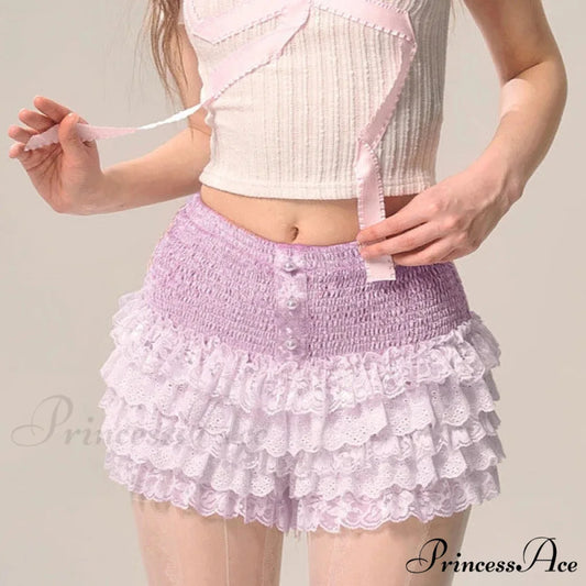 Layered Lace Cake Pettipants Skirt PURPLE / S skirts-250223