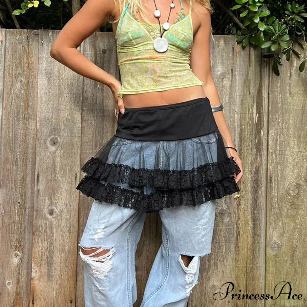 Layered Lace Flounced Retro Skirt skirts-250223