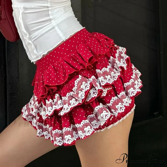 Layered Lace Trim Bloomers Skirt skirts-250223