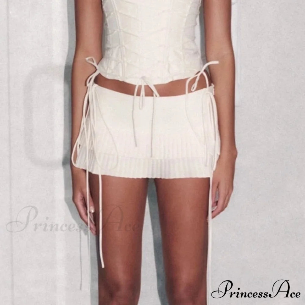 Layered Side Fastened Short Skirt skirts-250223