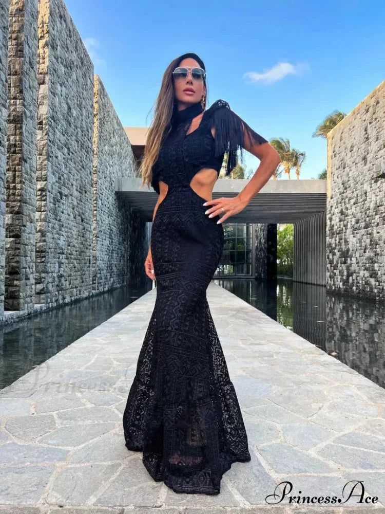 LAZA Elegant DRESS Black Maxi / S
