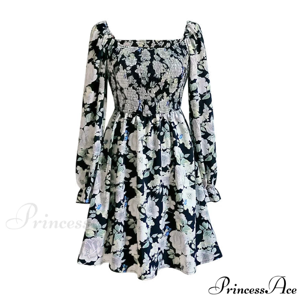 Leaf Print Sleeveless Midi Dress M / White