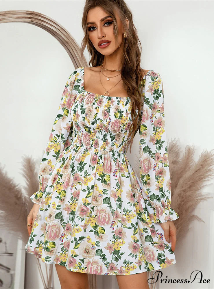 Leaf Print Sleeveless Midi Dress S / Black