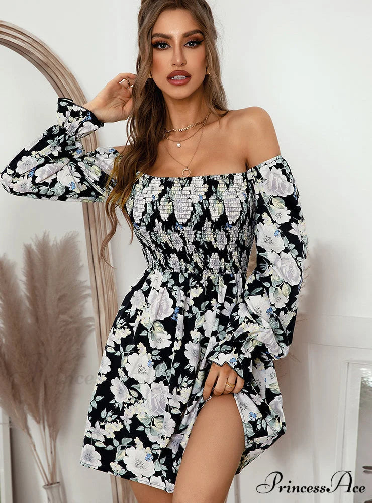 Leaf Print Sleeveless Midi Dress S / Blue