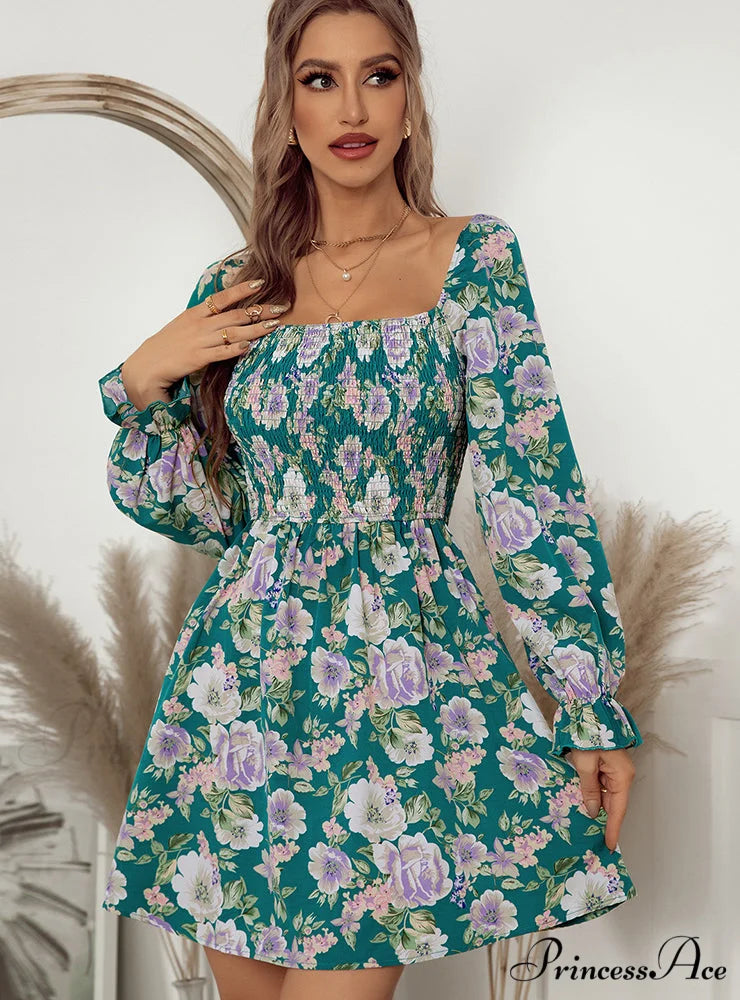 Leaf Print Sleeveless Midi Dress S / White
