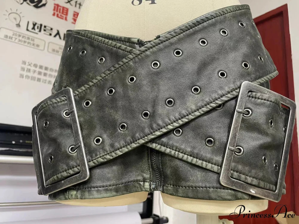 Leather Belted Wrap Charming Micro Mini Skirt black / S