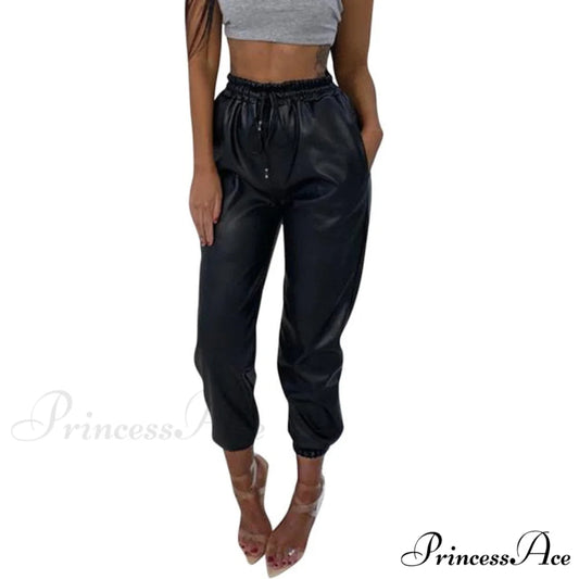 Leather Harem Camo Pants black / S