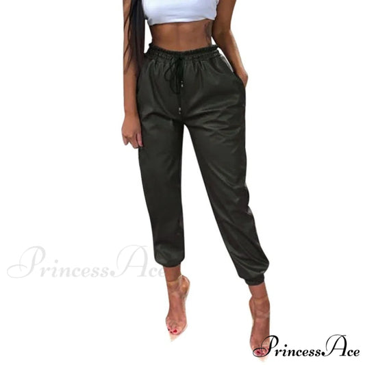 Leather Harem Camo Pants green / S