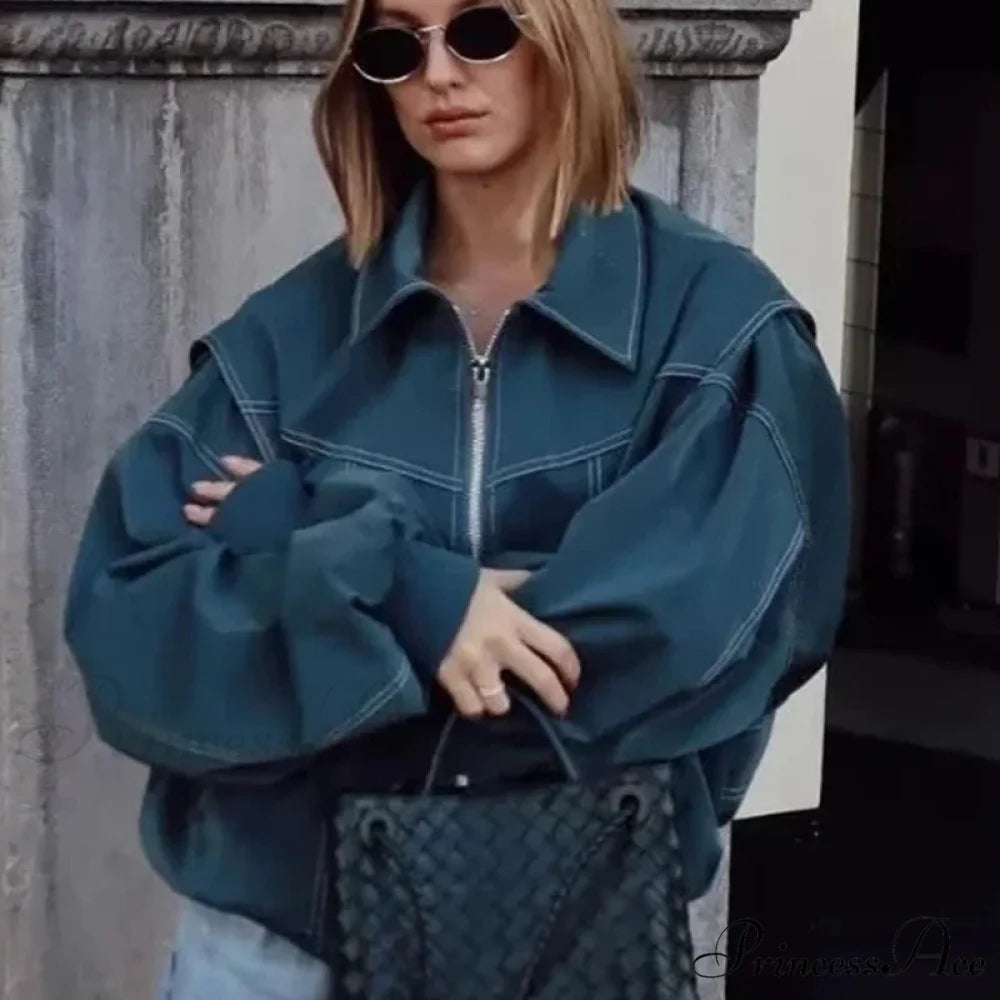 Leather Streetwear Red Coat Green / S