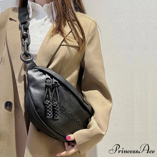 Leather Trunk Pouch for Women Crossbody Letters Black / 30x16x7cm crossbody-250126