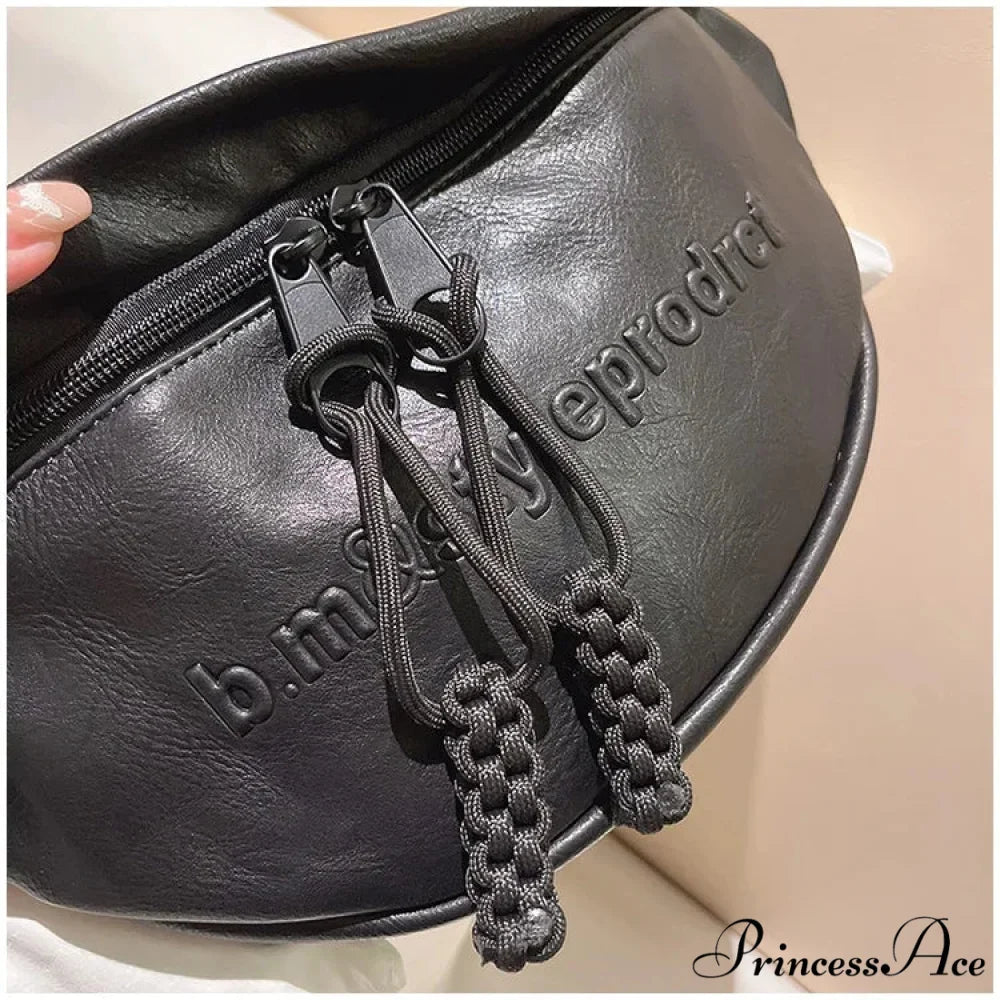 Leather Trunk Pouch for Women Crossbody Letters Black / 30x16x7cm crossbody-250126