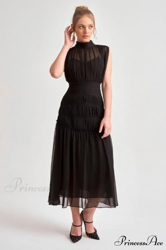 Leilani Elegant Midi Dress S / Black