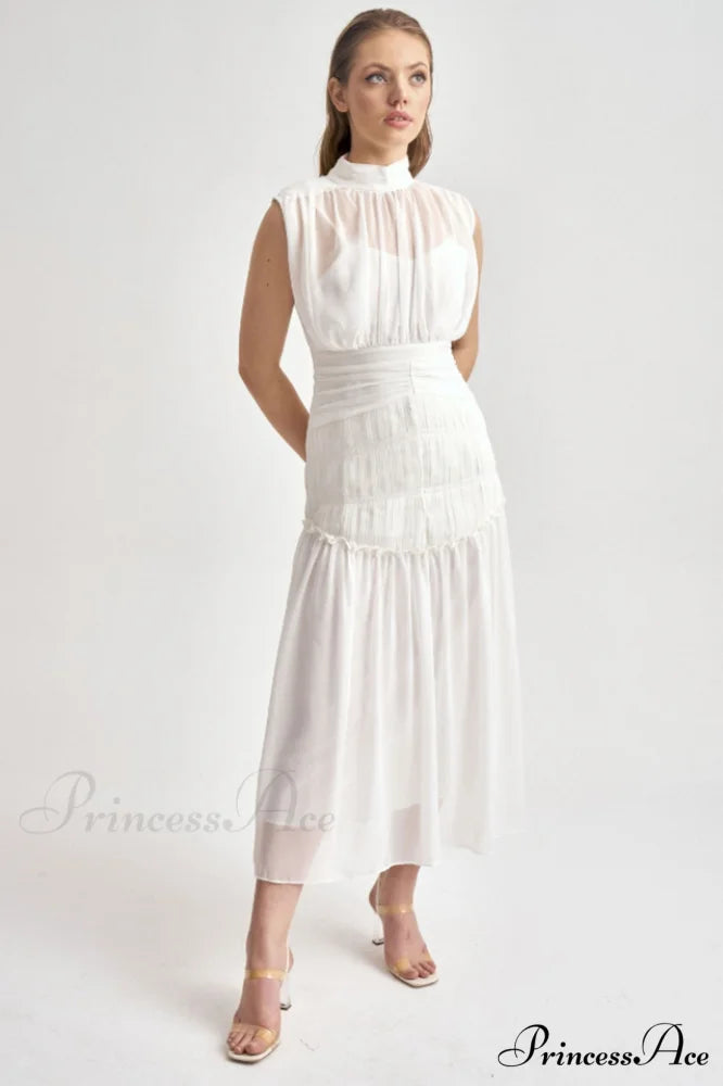 Leilani Elegant Midi Dress S / White