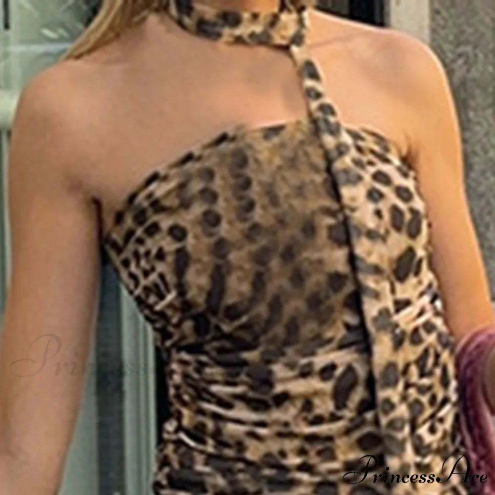 Leopand Gathered Scarf Crop Top croptop-250223