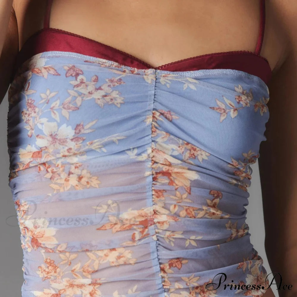 Leopand Net Noodle Crop Top blue / S croptop-250223