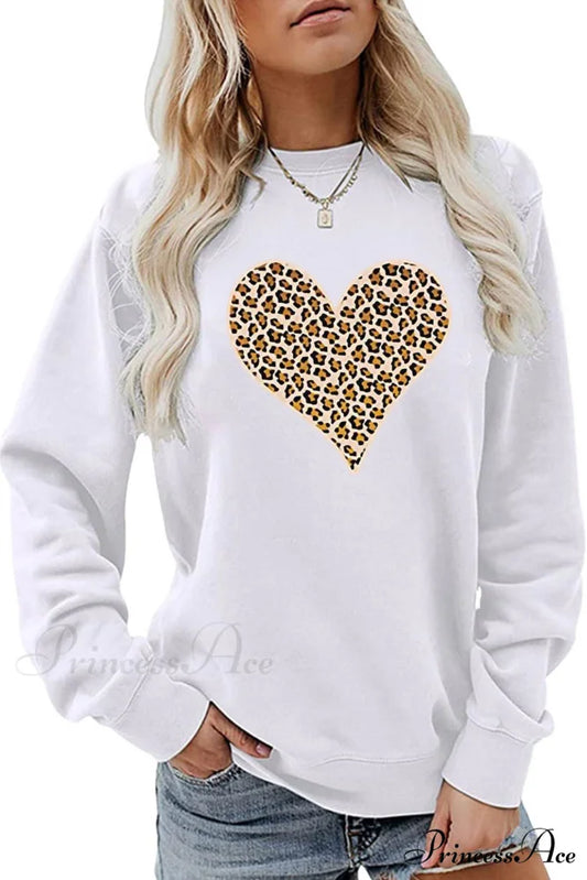 Leopard Hearts Sweatshirt White / S