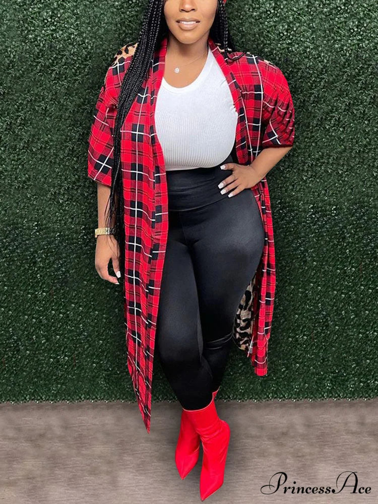 Leopard Patchwork Graceful Ripped Jeans Red / S