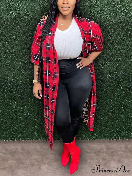 Leopard Patchwork Graceful Ripped Jeans Red / S