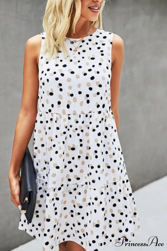 Leopard Print Asymmetric Hem Modern Drawstring Waist Casual Dress