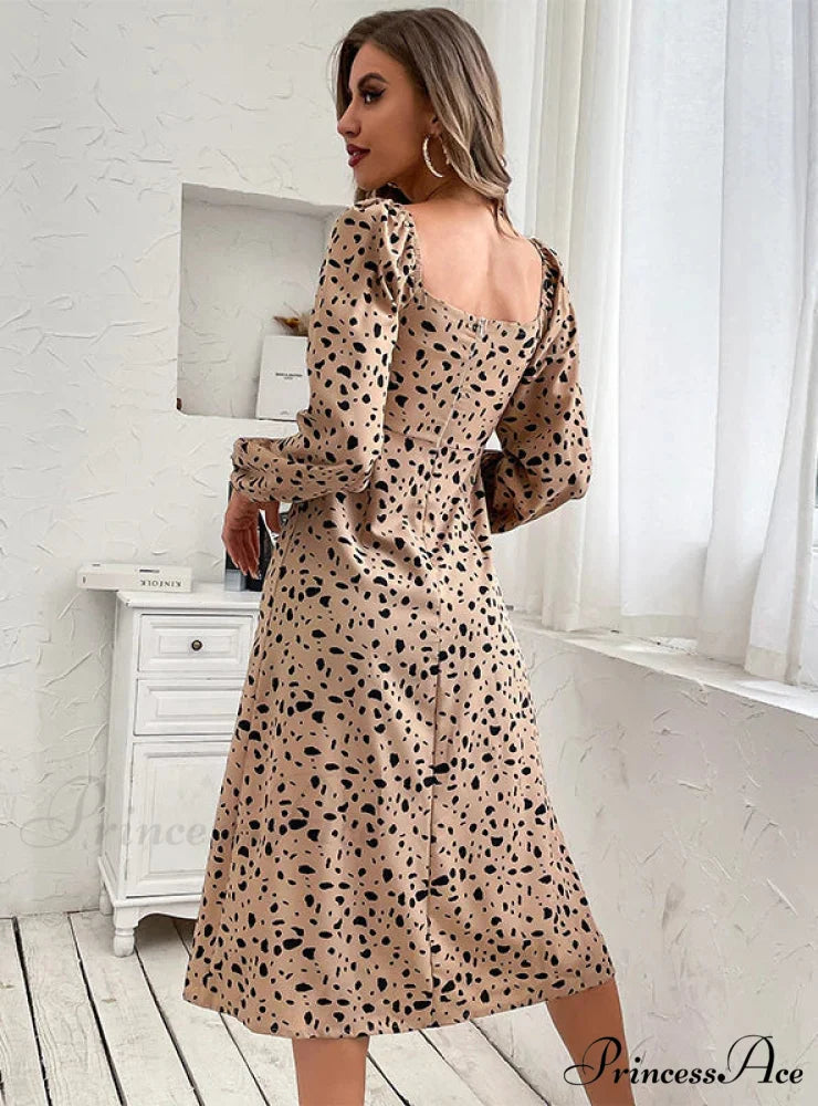 LEOPARD PRINT LONG SLEEVE DRESS