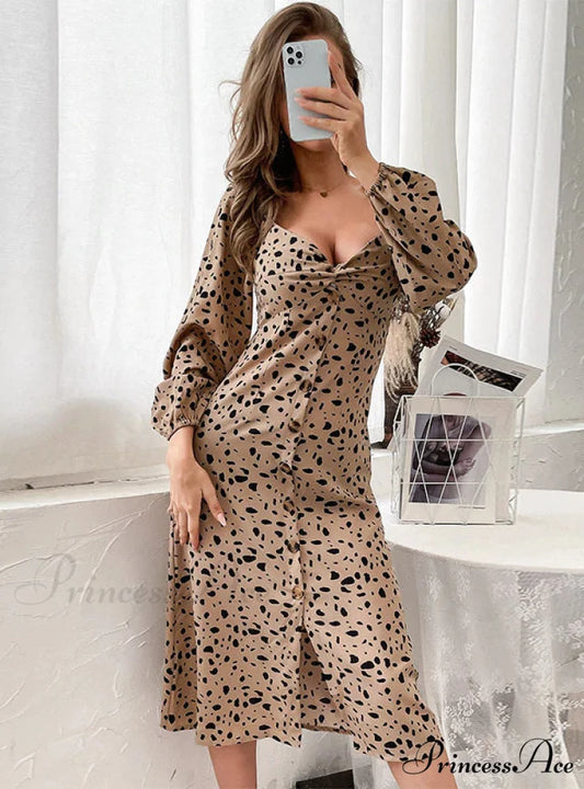 LEOPARD PRINT LONG SLEEVE DRESS