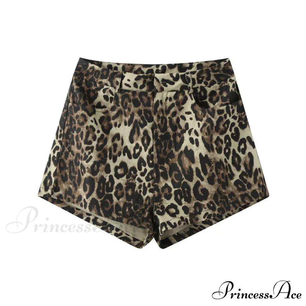 Leopard Print Stylish High Waist Shorts