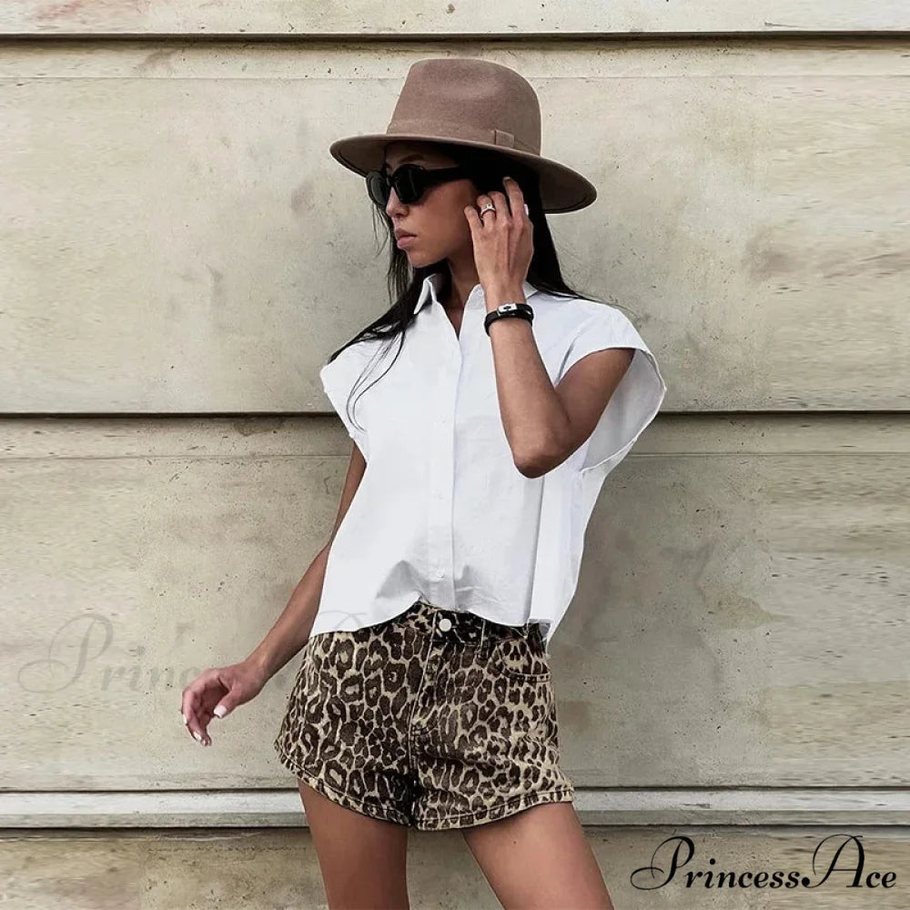 Leopard Print Stylish High Waist Shorts