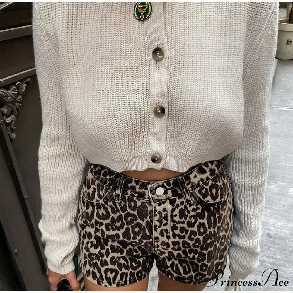 Leopard Print Stylish High Waist Shorts