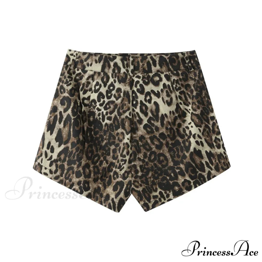 Leopard Print Stylish High Waist Shorts