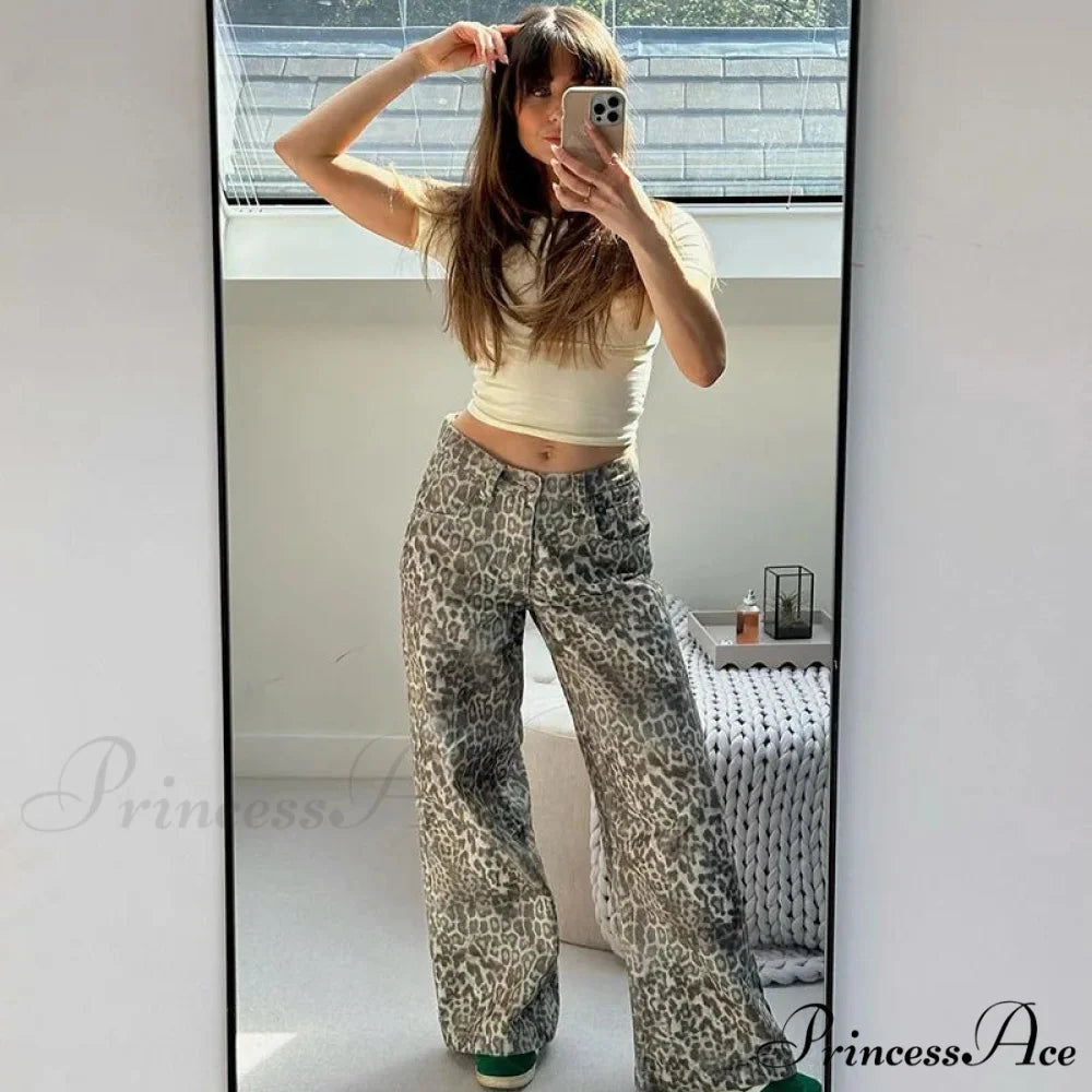 Leopard Print Stylish Straight Trousers