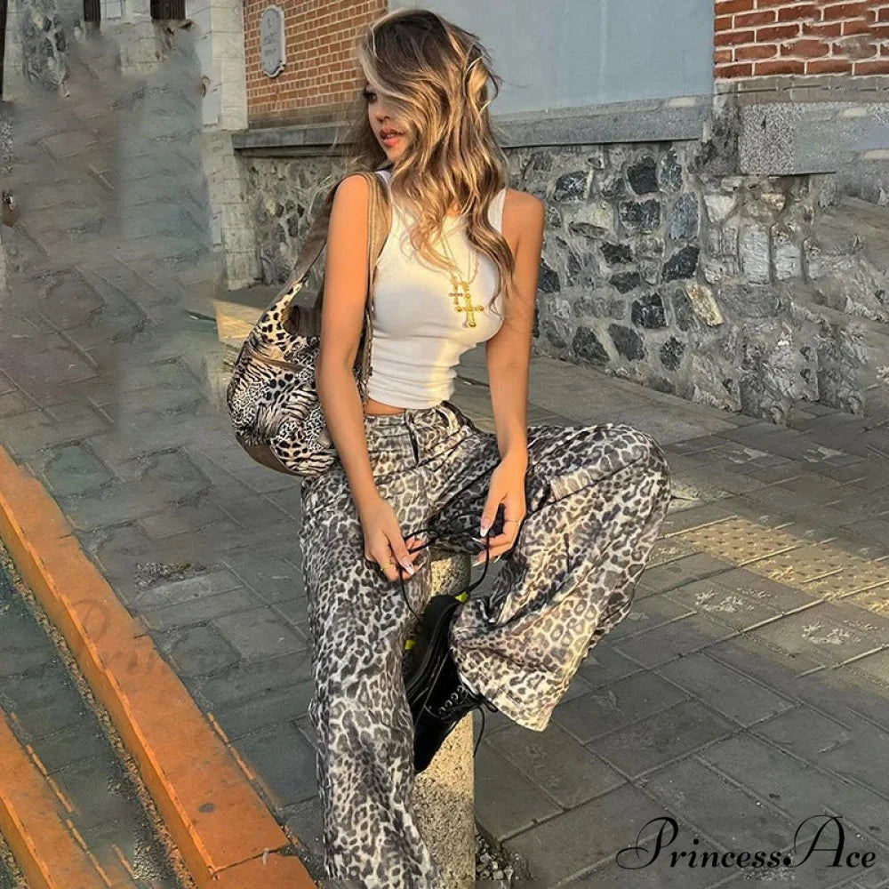 Leopard Print Stylish Straight Trousers