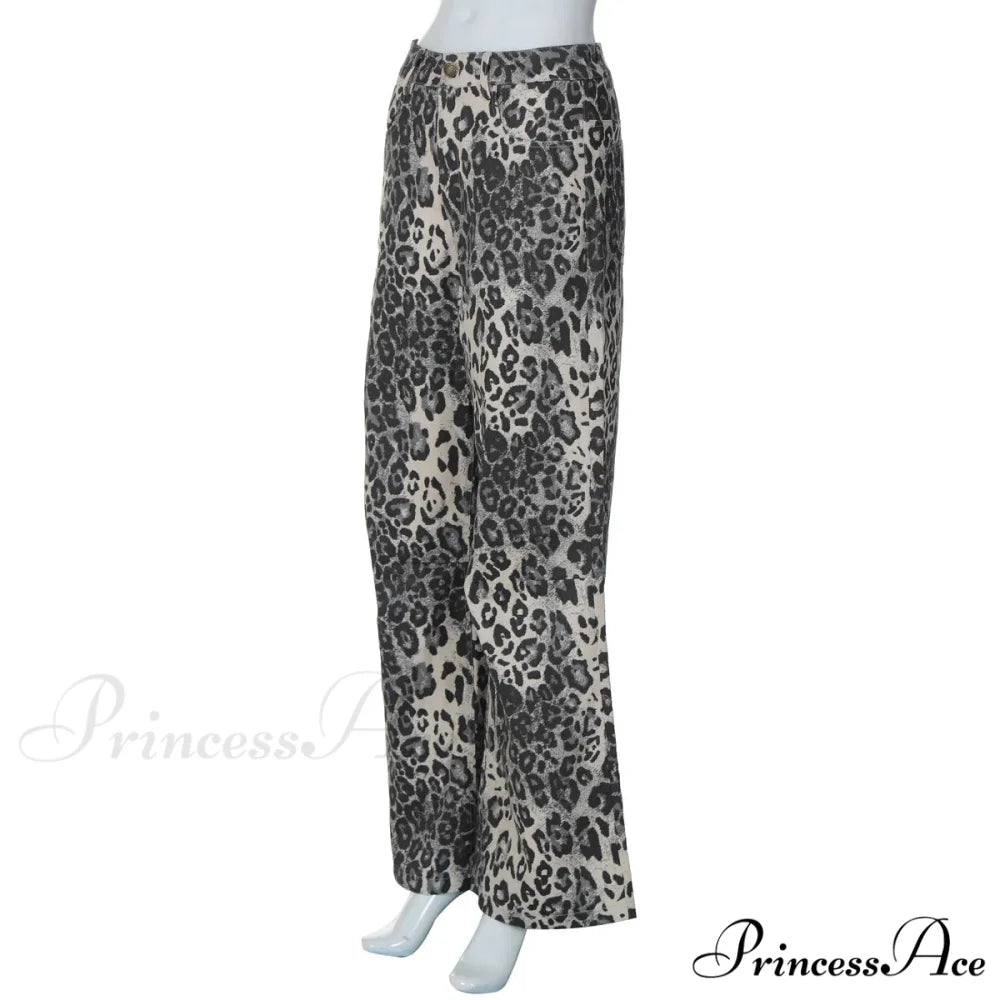 Leopard Print Stylish Straight Trousers