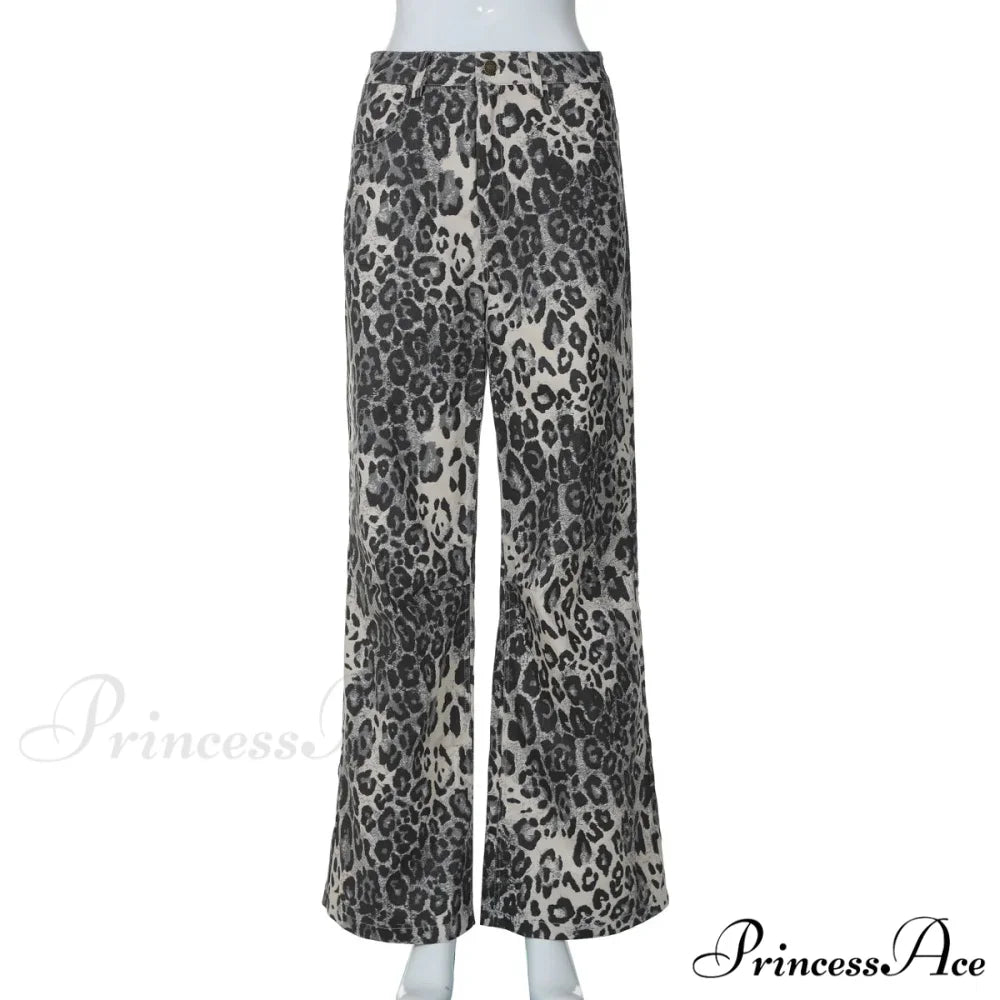Leopard Print Stylish Straight Trousers