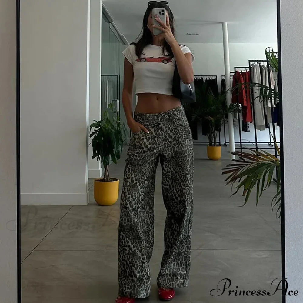 Leopard Print Stylish Straight Trousers