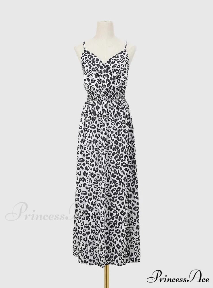 Leopard Print Summer Sling Dress M / Yellow