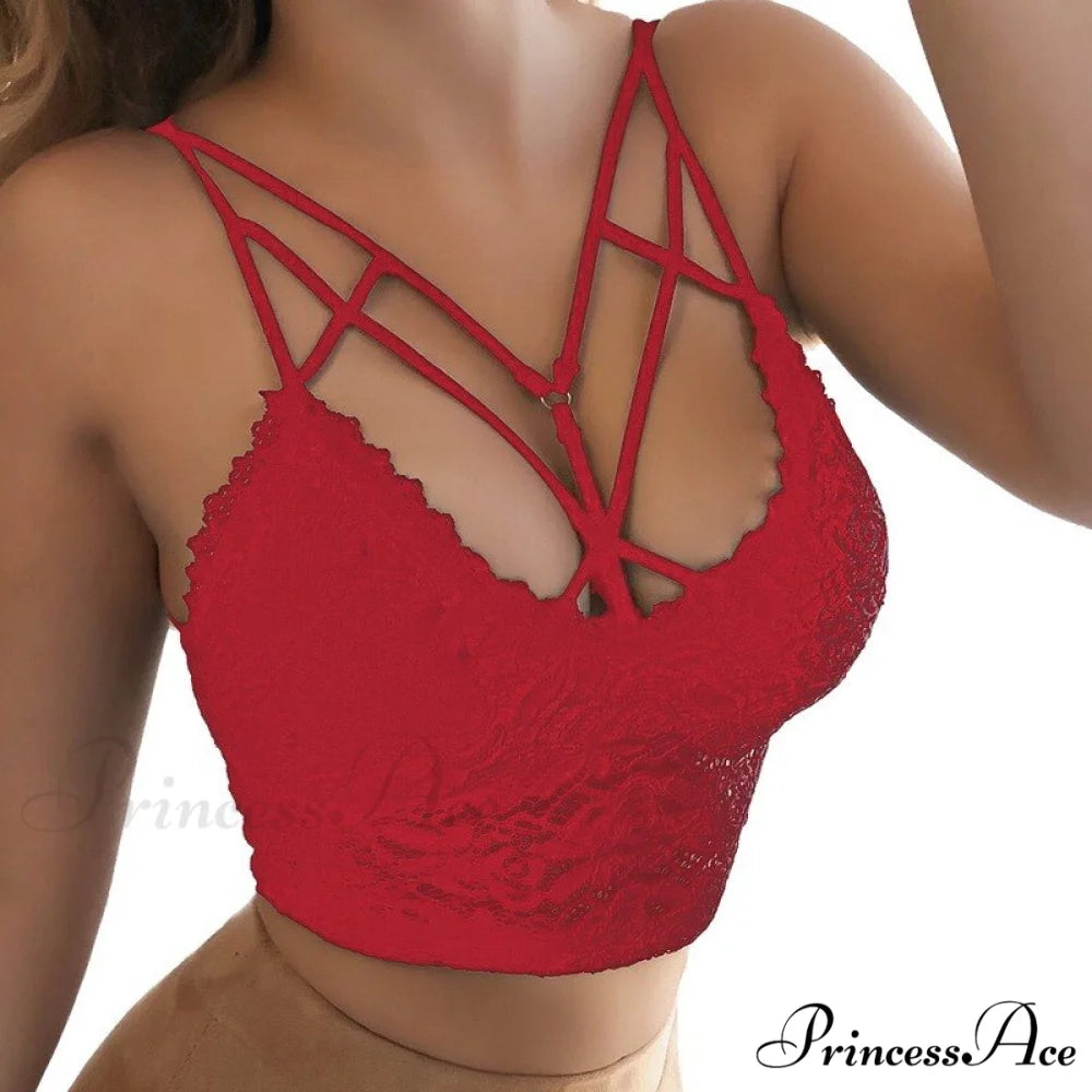 Leopard Sports Bra Tank Vest Lace Up Backless Crop Top Style2-red / S