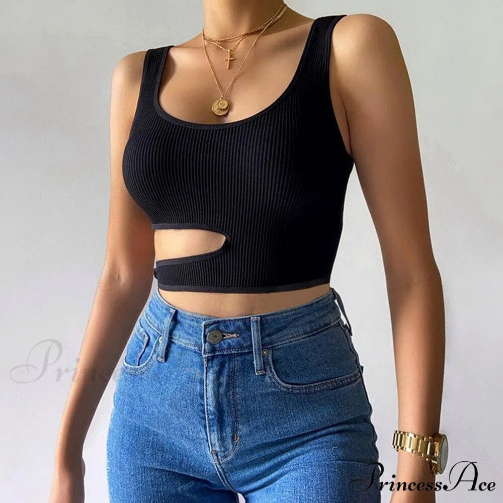 Leopard Sports Bra Tank Vest Lace Up Backless Crop Top Style3-black / S