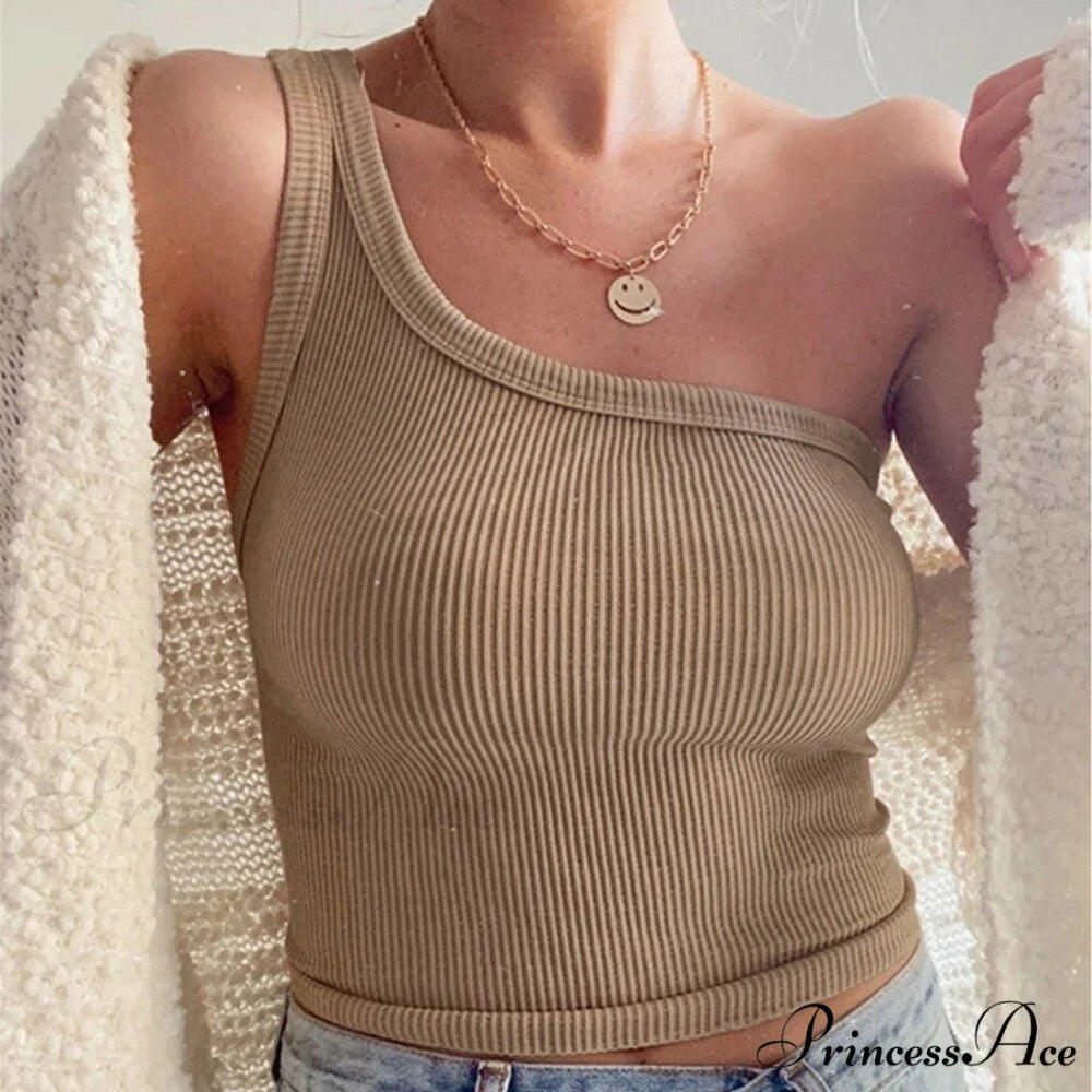 Leopard Sports Bra Tank Vest Lace Up Backless Crop Top Style5-khaki / S