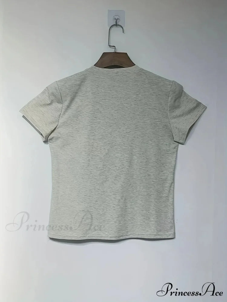 Les Dessert Strawberry & Graceful Letter Print Short Sleeve T-Shirt