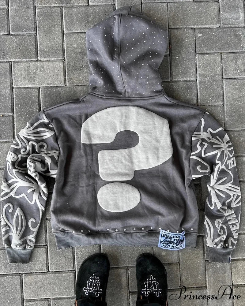 Letter Design Zip Hoodie hoodies-241228