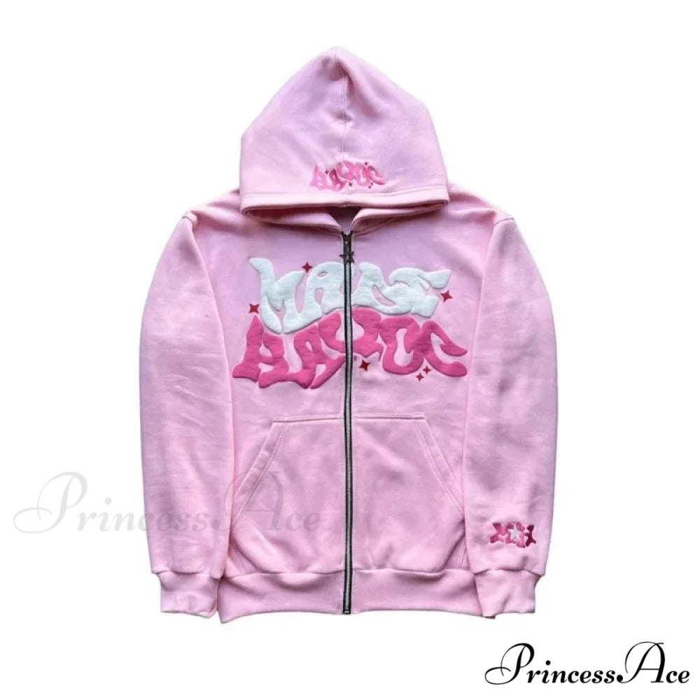 Letter Design Zip Hoodie purple / M hoodies-241228