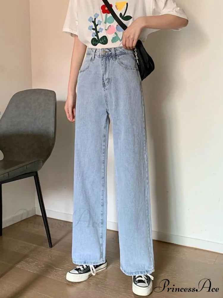 Letter Flower Print Ripped Jeans blue / S