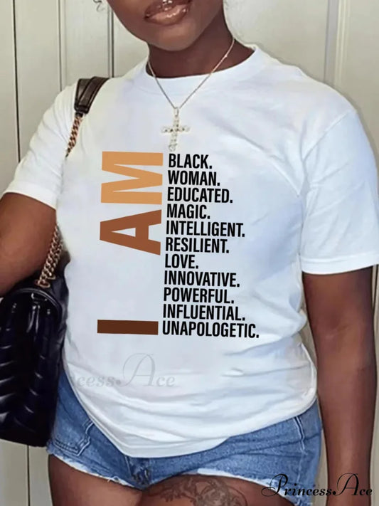 Letter Print Crew Neck Casual Sleeve Casual Every Day Tops Women’s Clothing T-shirt