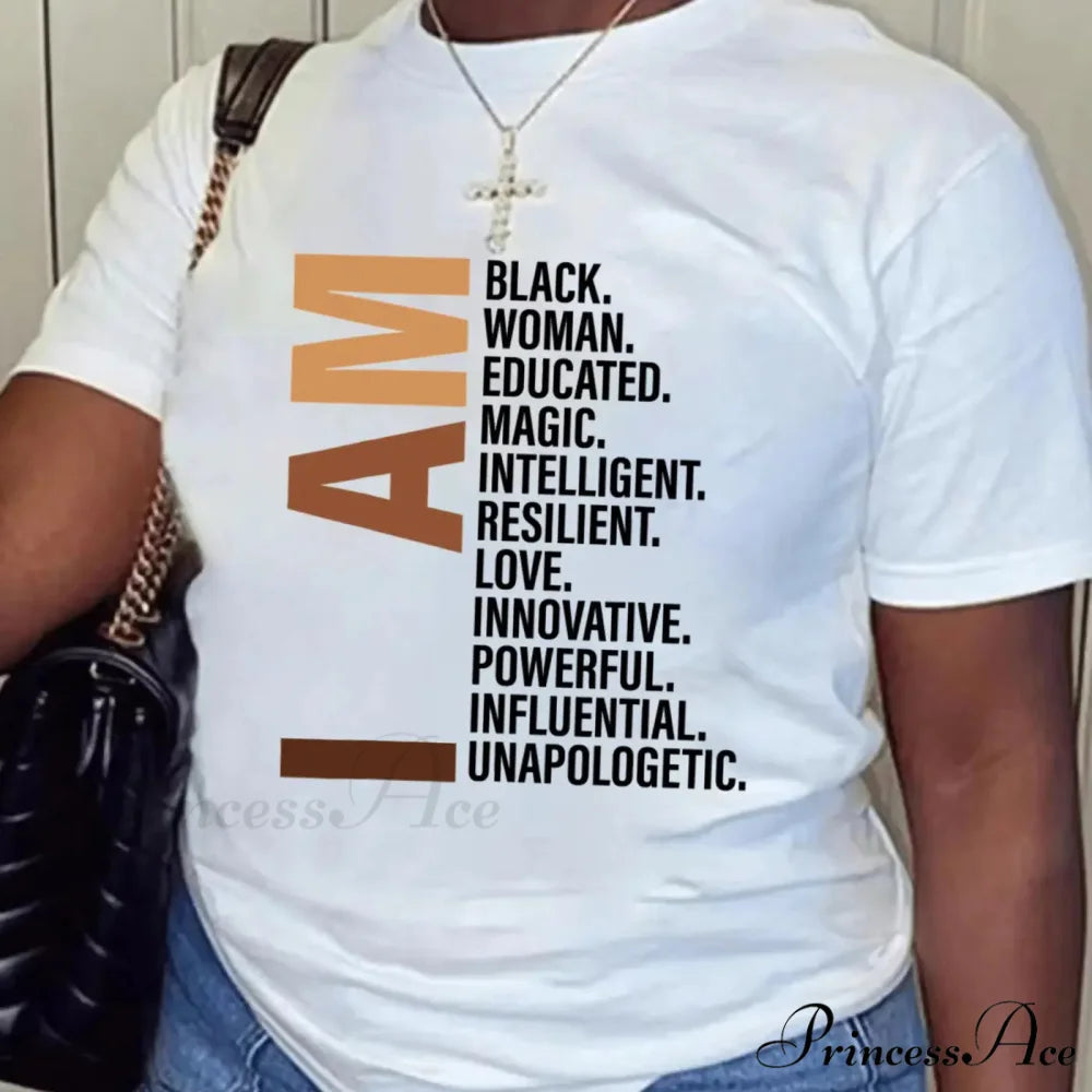 Letter Print Crew Neck Casual Sleeve Casual Every Day Tops Women’s Clothing T-shirt WHITE / S