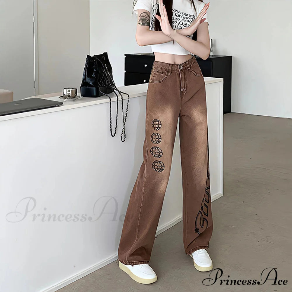 Letter Print Fashion Y2K Demin Jeans