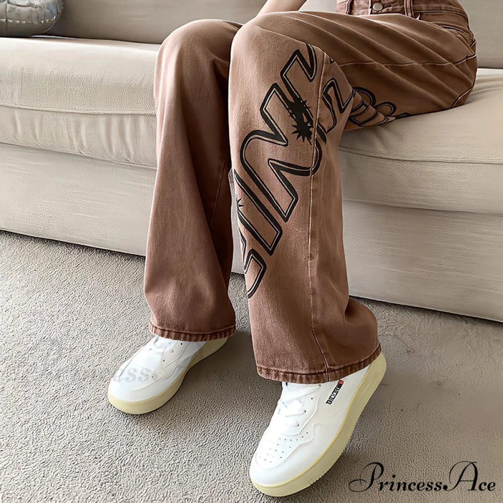 Letter Print Fashion Y2K Demin Jeans