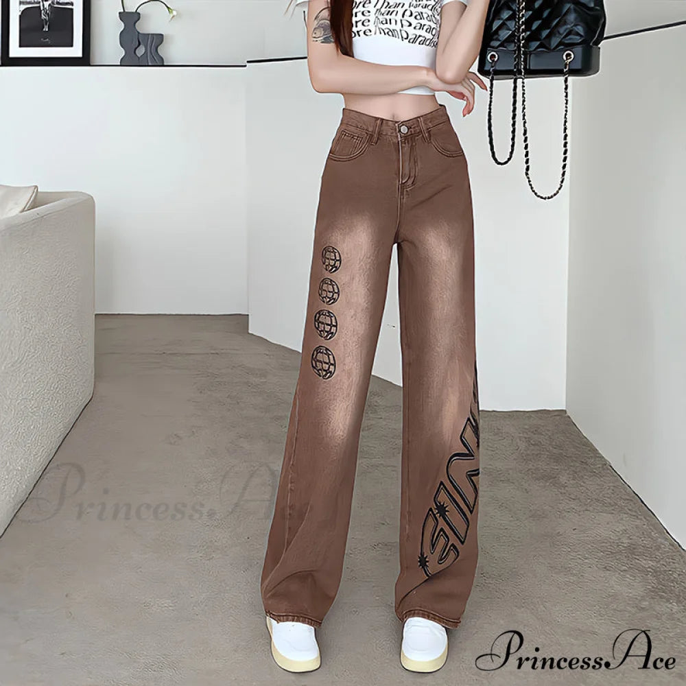 Letter Print Fashion Y2K Demin Jeans