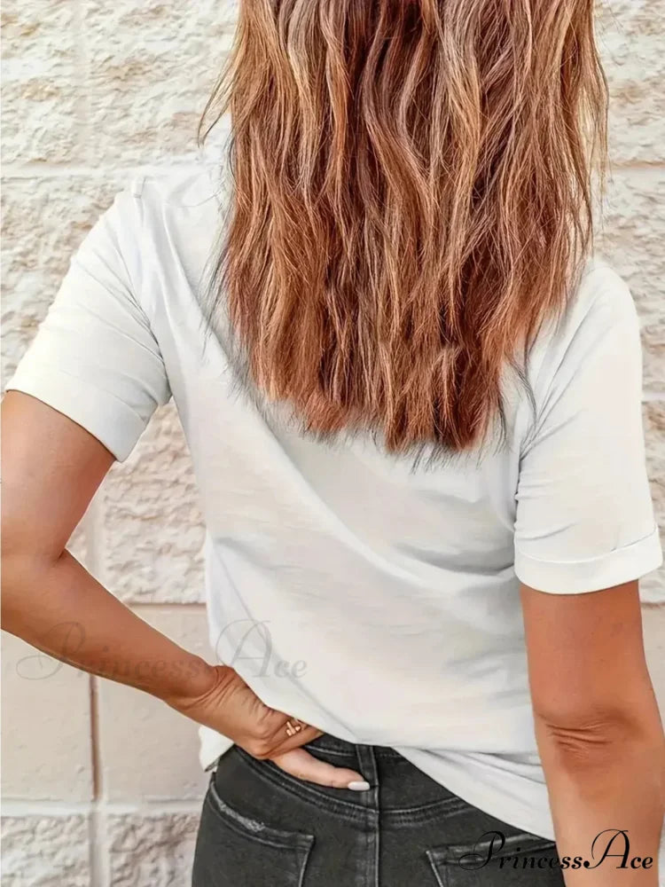 Letter Print Sports Round Neck Casual Comfort Running Short Sleeve Top Women’s Clothing T-shirt