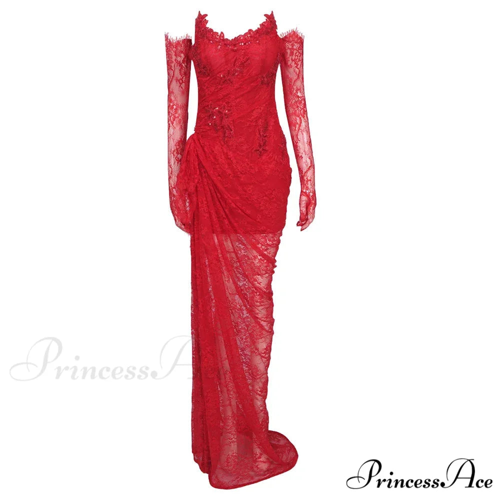 LETTY Elegant MAXI DRESS Red / S